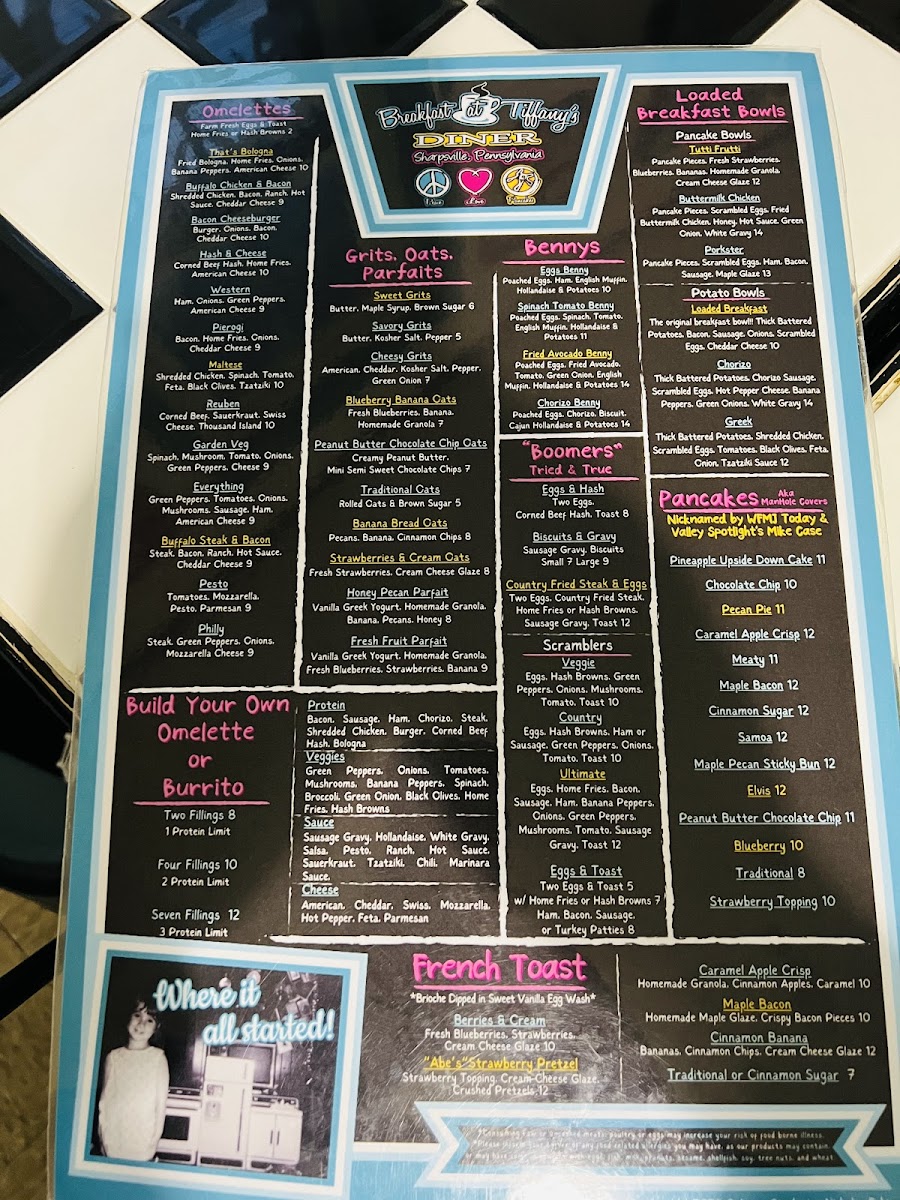 Breakfast at Tiffany's Diner Photo Menu 1