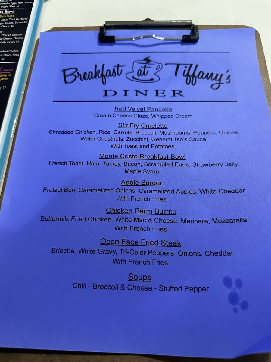 Breakfast at Tiffany's Diner Photo Menu 10