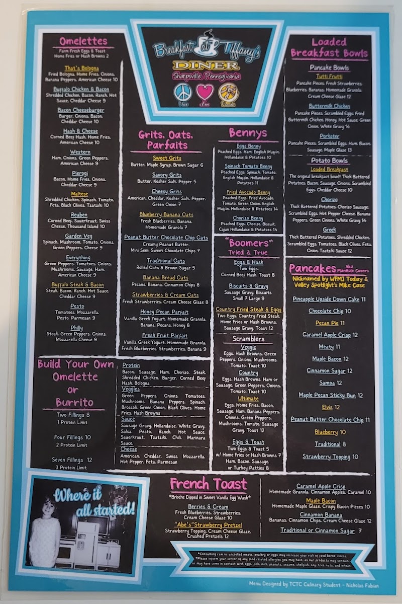 Breakfast at Tiffany's Diner Photo Menu 3