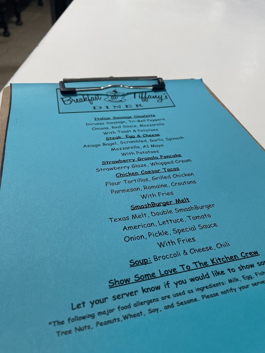 Breakfast at Tiffany's Diner Photo Menu 7