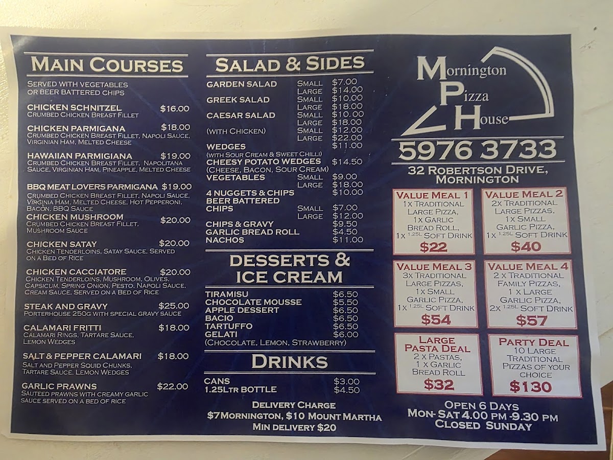 Mornington Pizza House Photo Menu 2