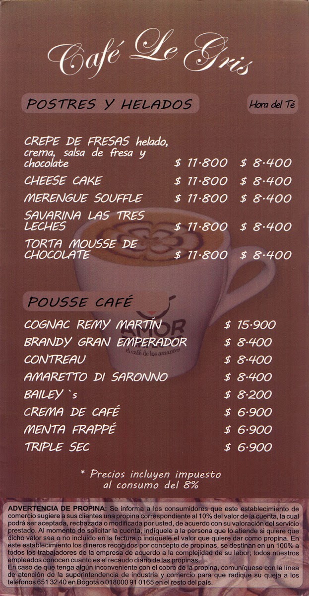 Café Le Gris Photo Menu 2