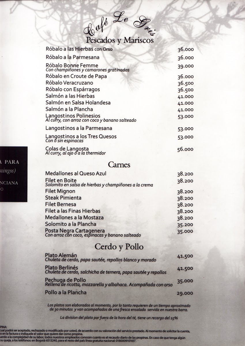 Café Le Gris Photo Menu 6