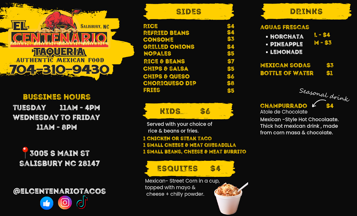 Taqueria El Centenario Photo Menu 2