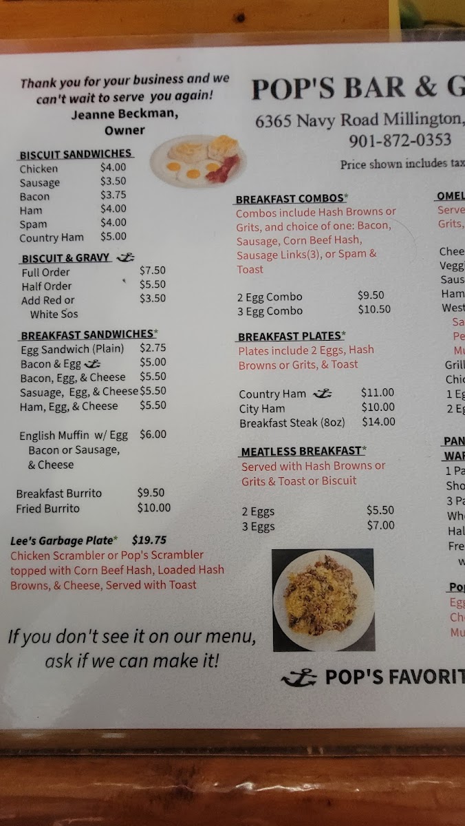 Pops Bar & Grill Millington Photo Menu 5