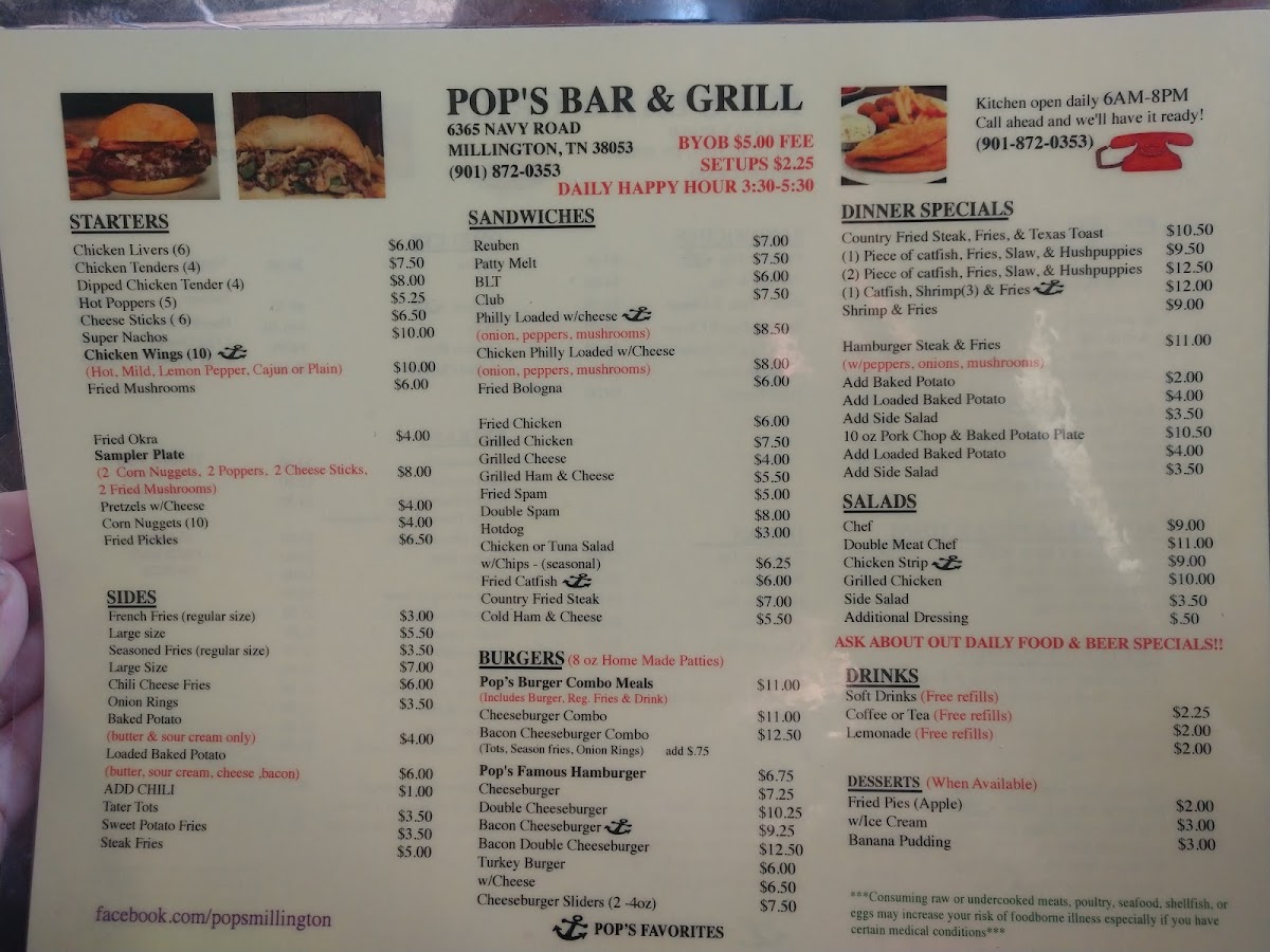 Pops Bar & Grill Millington Photo Menu 6