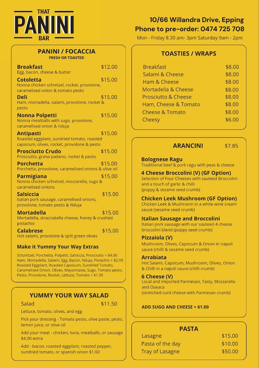 That Panini Bar Photo Menu 1