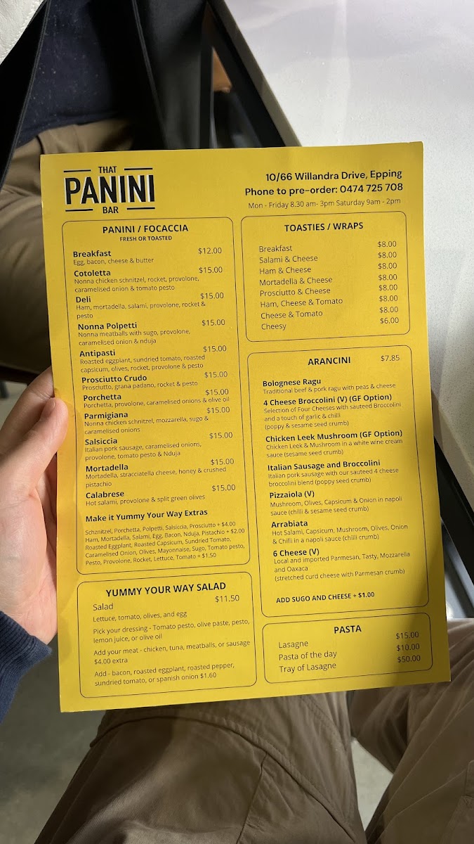 That Panini Bar Photo Menu 2