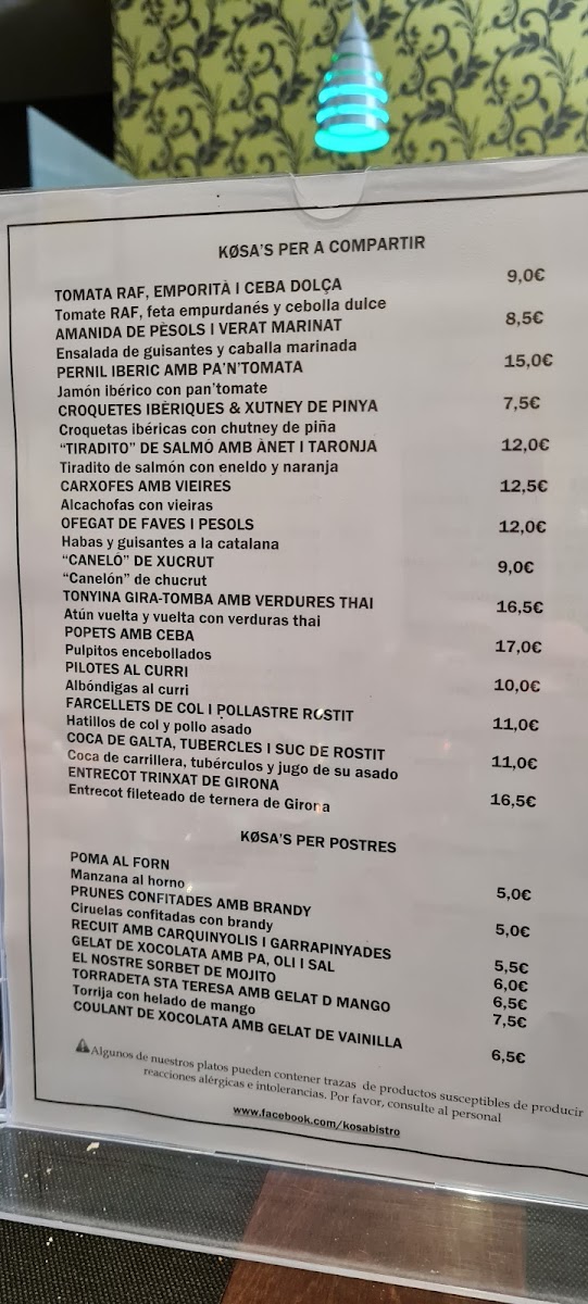 Kosa Bistro Photo Menu 3