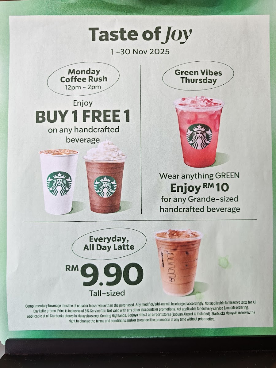 Starbucks Tin Village, Kampar Photo Menu 1