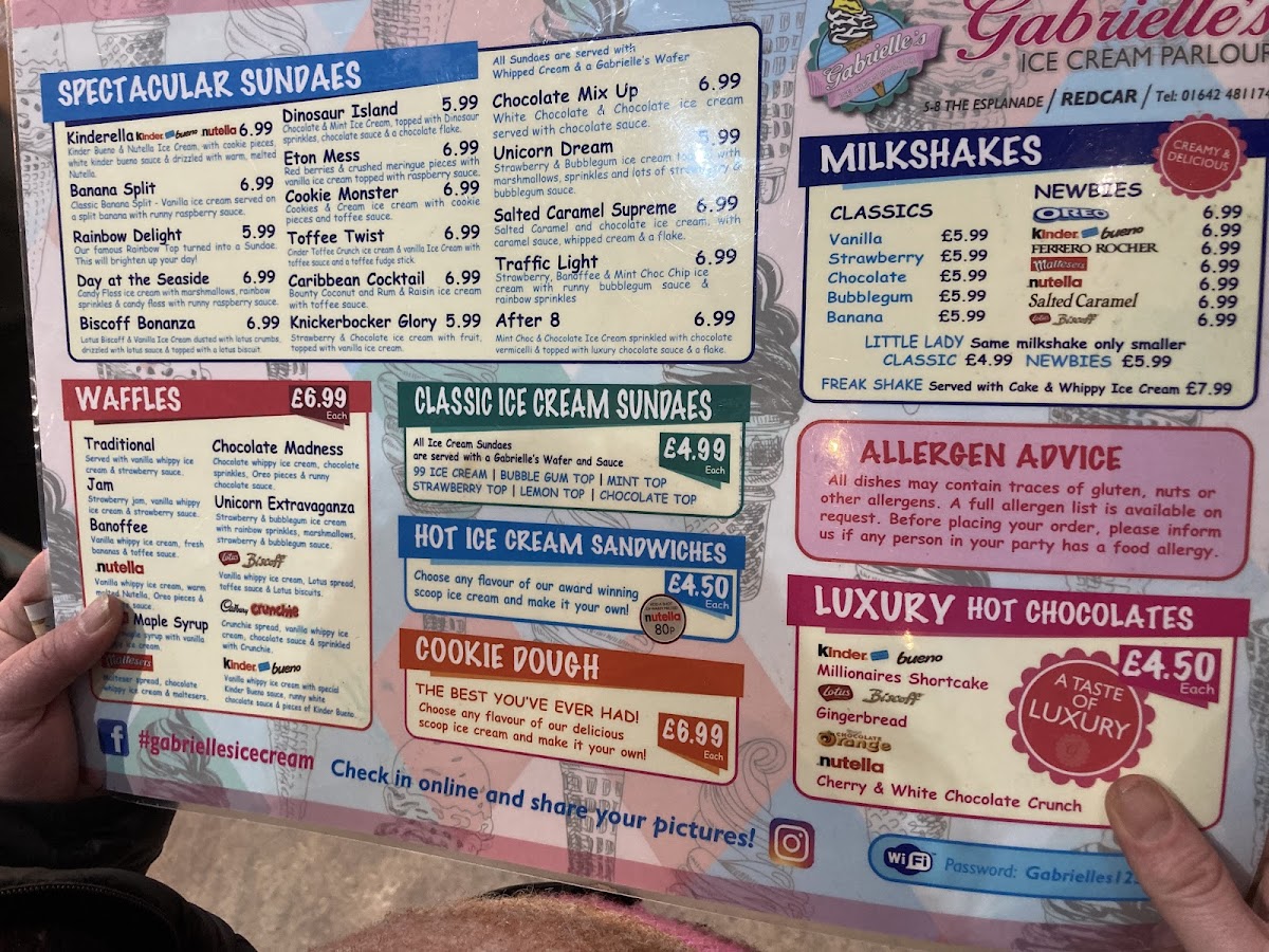 Gabrielle's Ice Cream Parlour Photo Menu 10