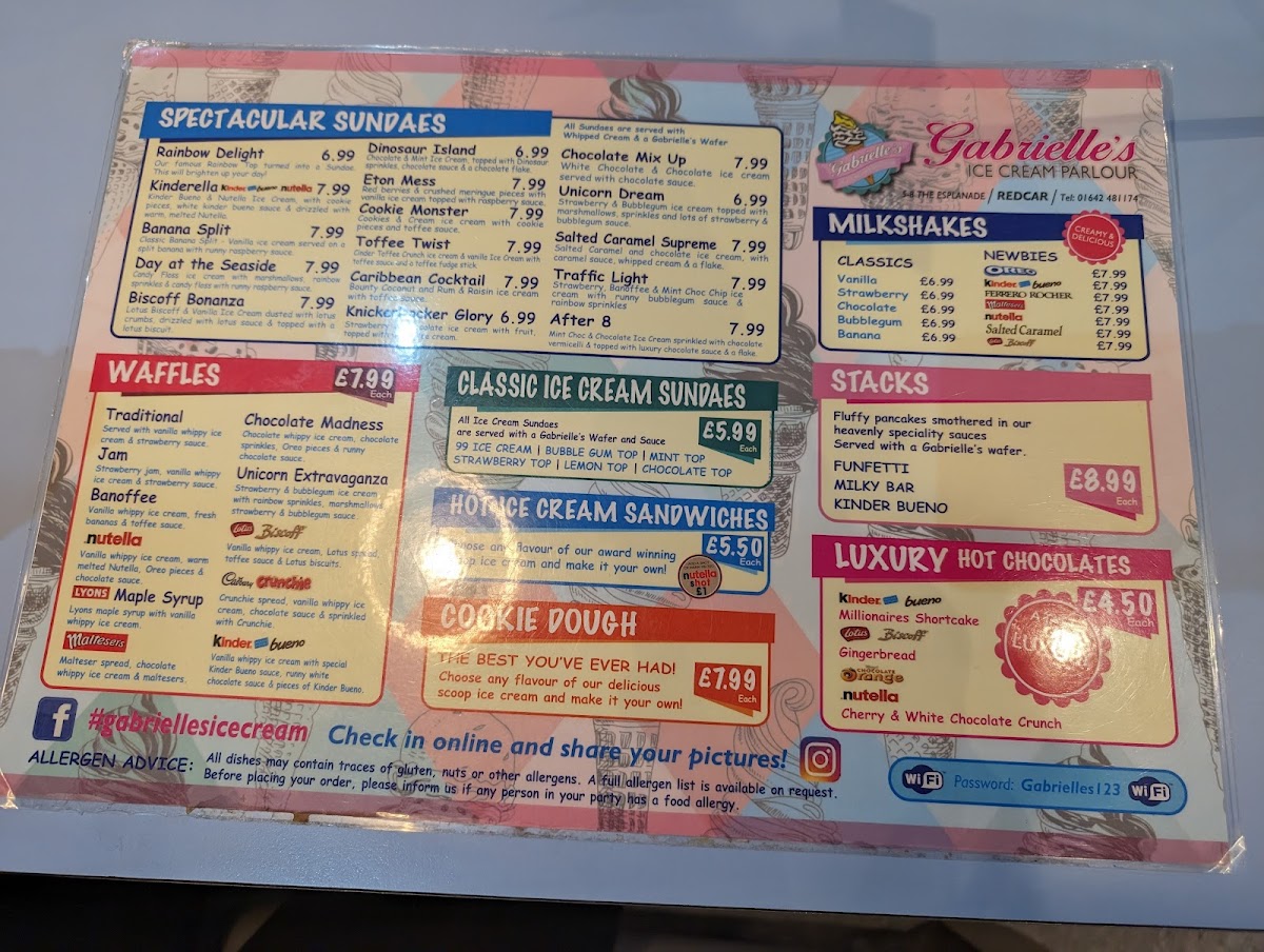 Gabrielle's Ice Cream Parlour Photo Menu 3