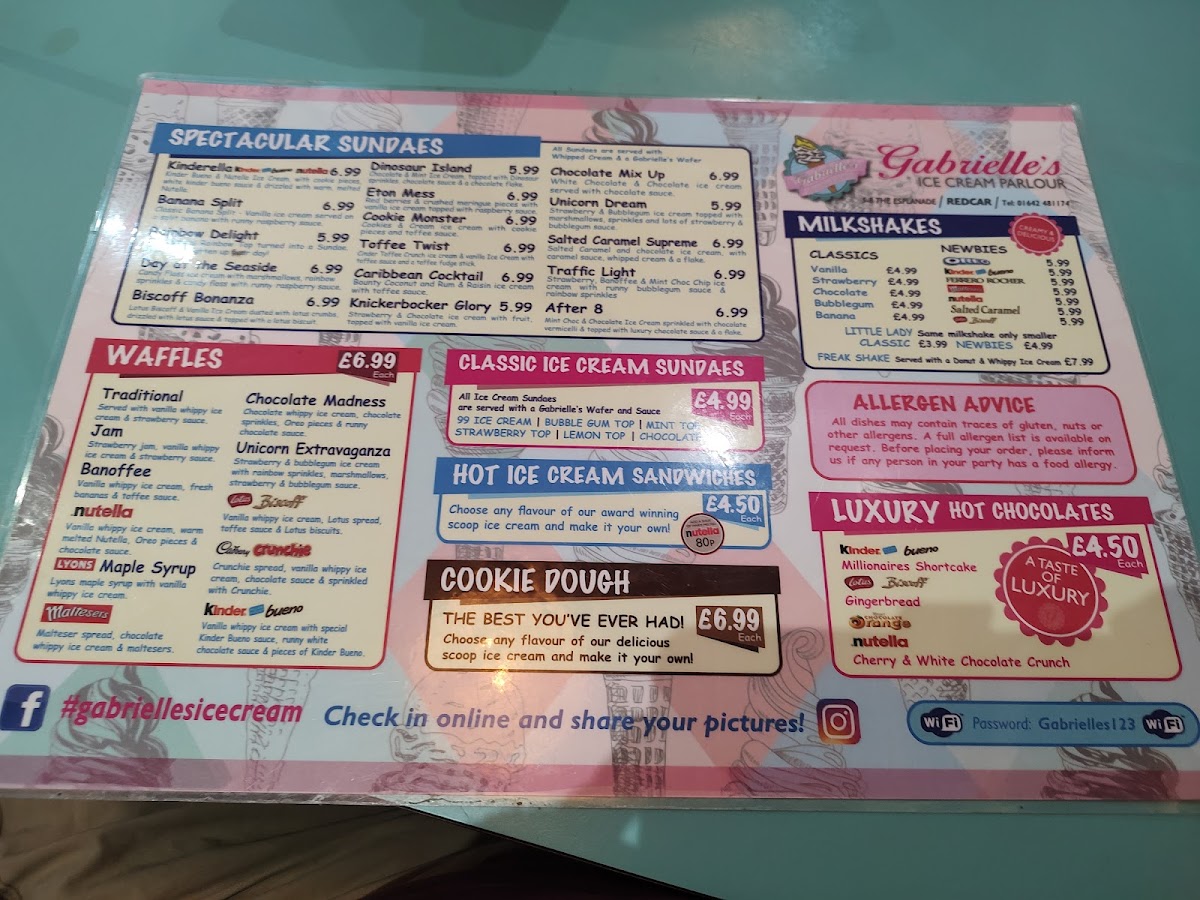 Gabrielle's Ice Cream Parlour Photo Menu 5