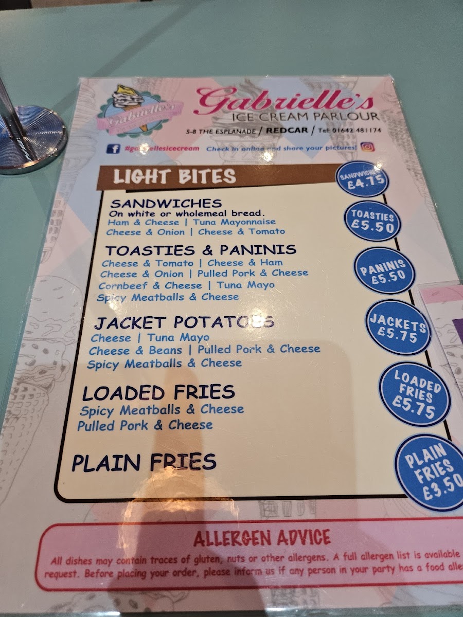 Gabrielle's Ice Cream Parlour Photo Menu 7