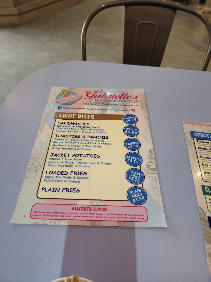 Gabrielle's Ice Cream Parlour Photo Menu 8