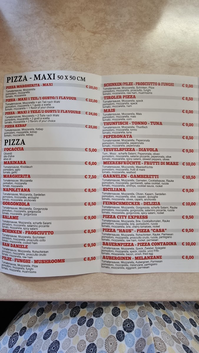 Pizza Express Ahrntal D.K Photo Menu 1