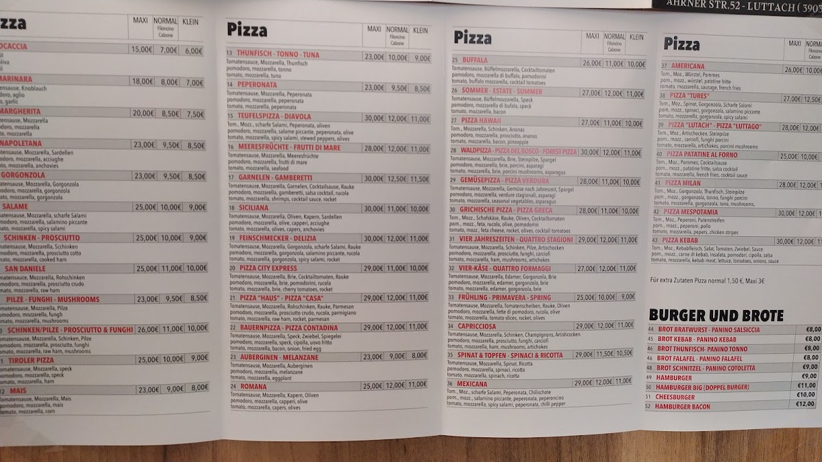 Pizza Express Ahrntal D.K Photo Menu 6