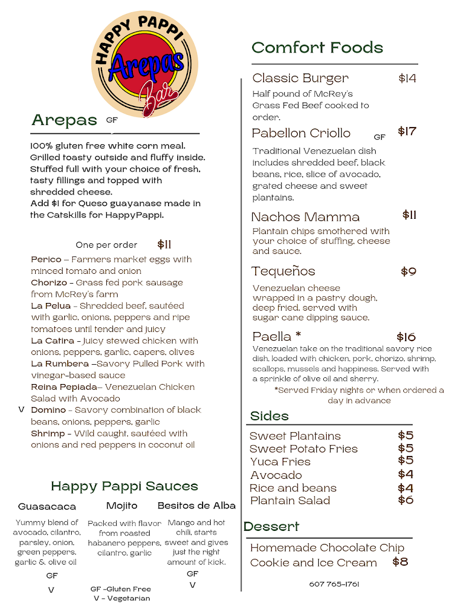 Happy Pappi Arepas Bar Photo Menu 1