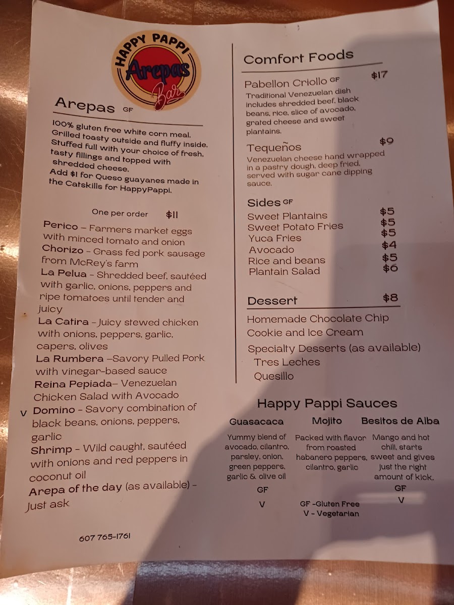 Happy Pappi Arepas Bar Photo Menu 2