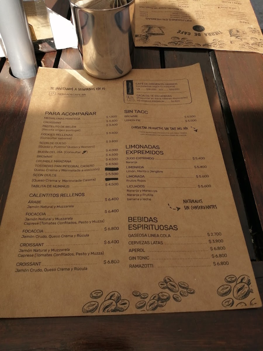 Tierra de Café Photo Menu 2