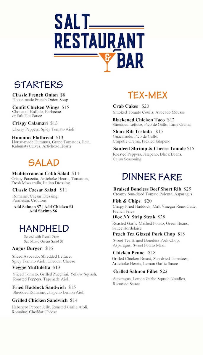 Salt Restaurant and Bar Photo Menu 2