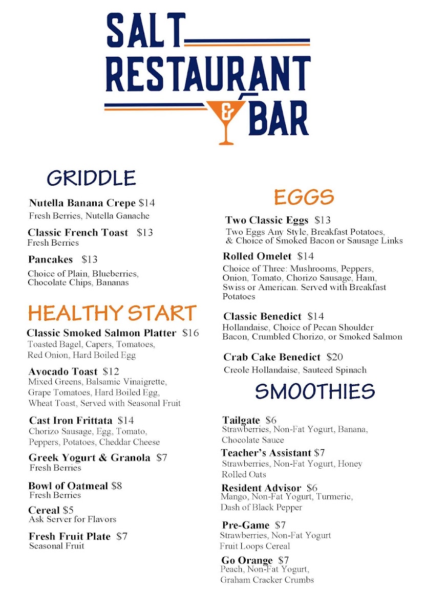 Salt Restaurant and Bar Photo Menu 3