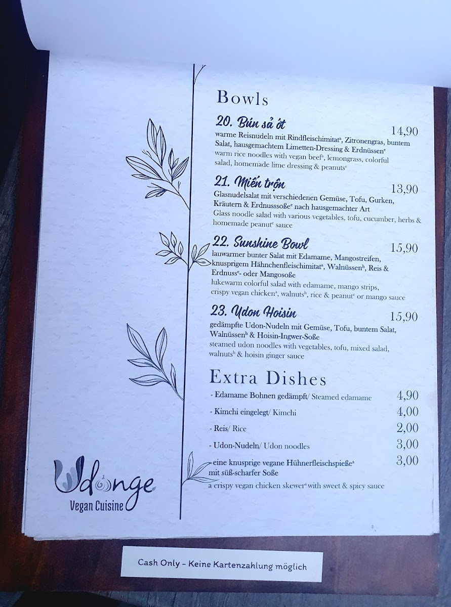 Udonge Vegan Cuisine Photo Menu 2