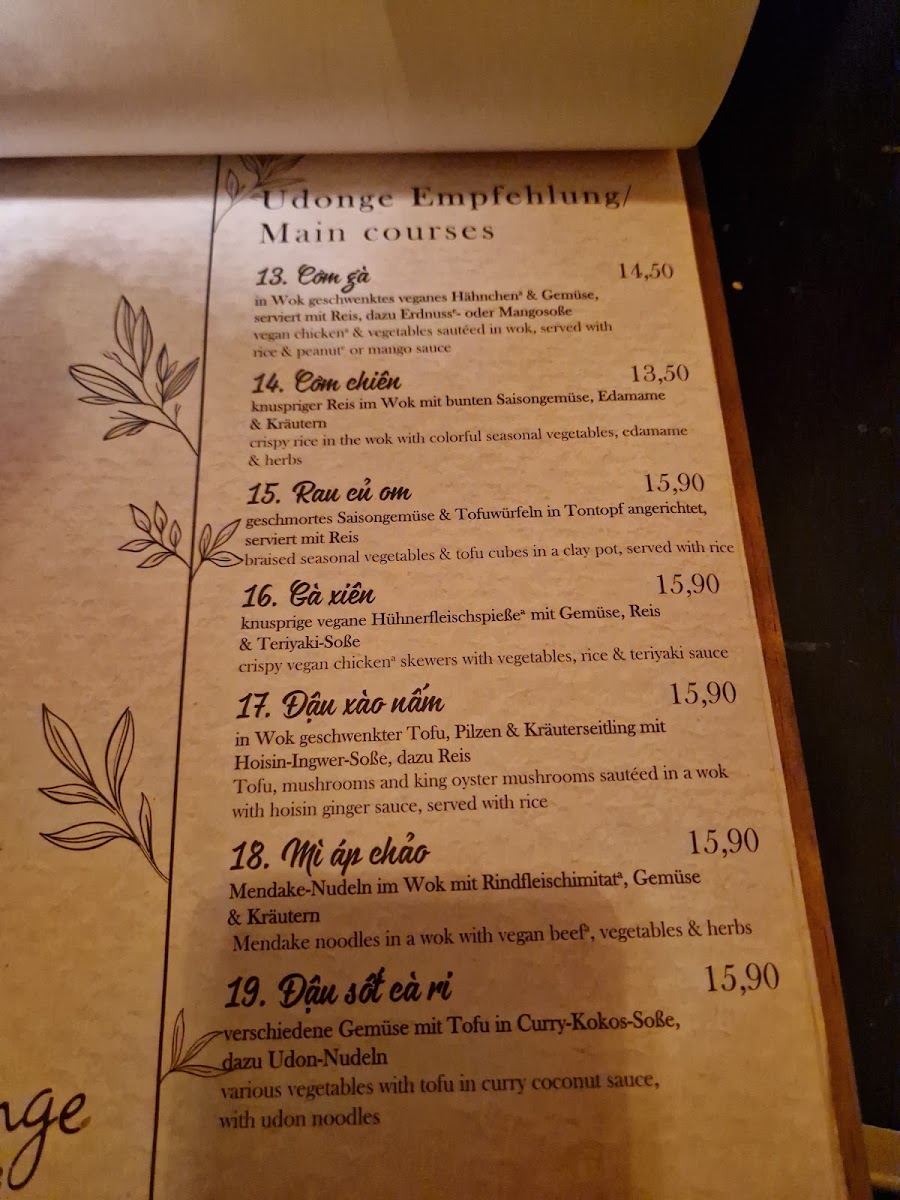 Udonge Vegan Cuisine Photo Menu 5