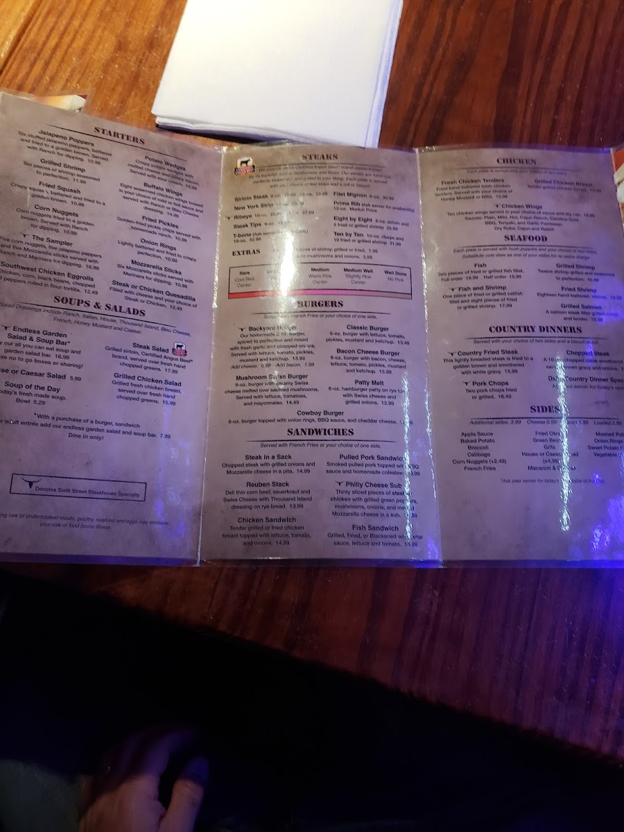 Sixth Street Steakhouse Photo Menu 2