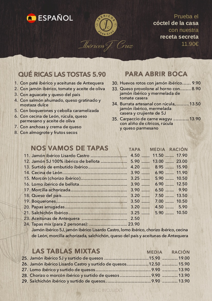 Restaurante Jamonal de Arguineguin Photo Menu 1
