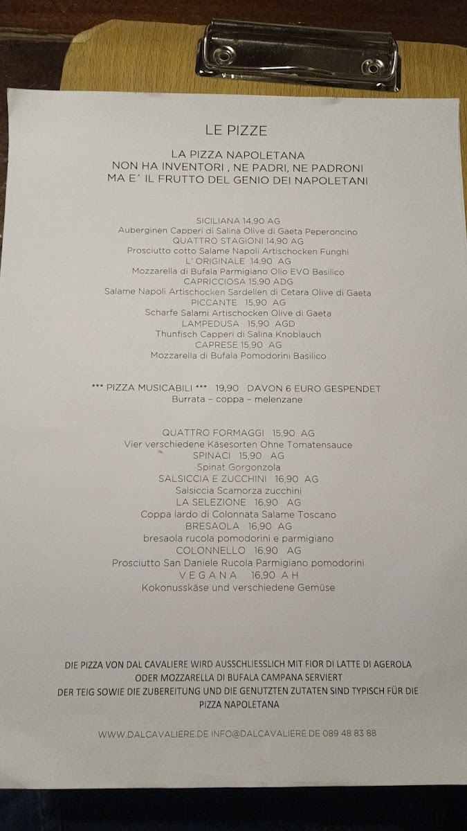 Dal Cavaliere 1980 Photo Menu 2