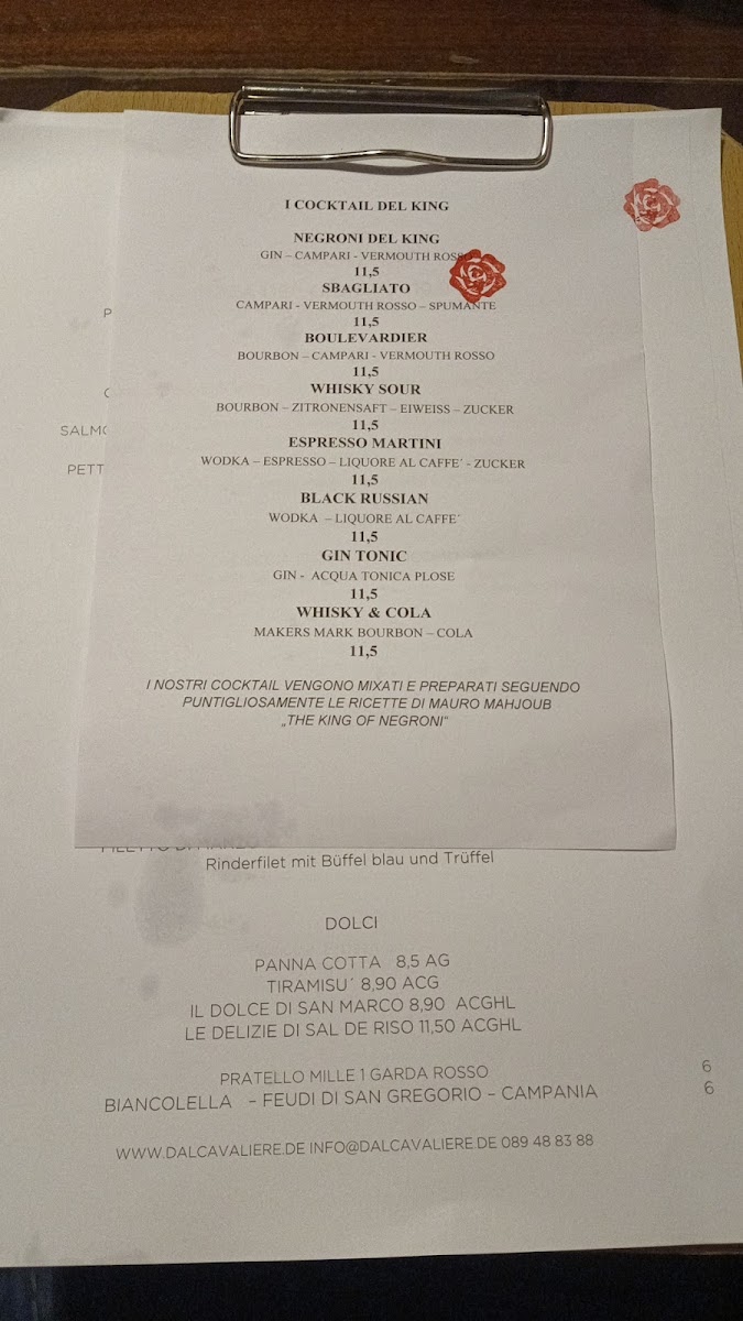 Dal Cavaliere 1980 Photo Menu 3