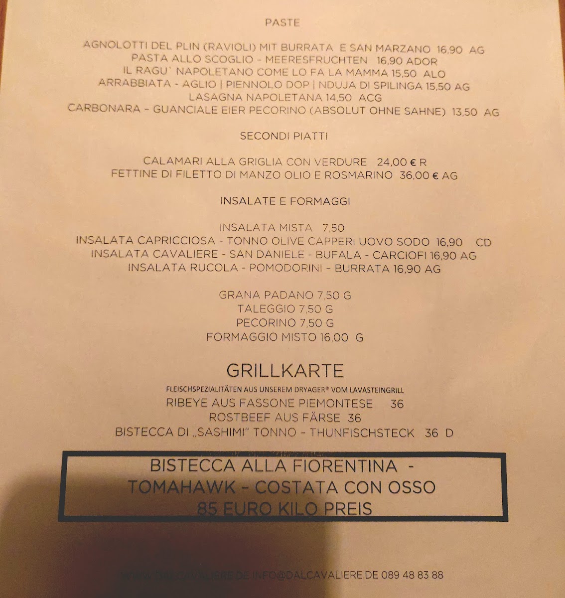 Dal Cavaliere 1980 Photo Menu 9