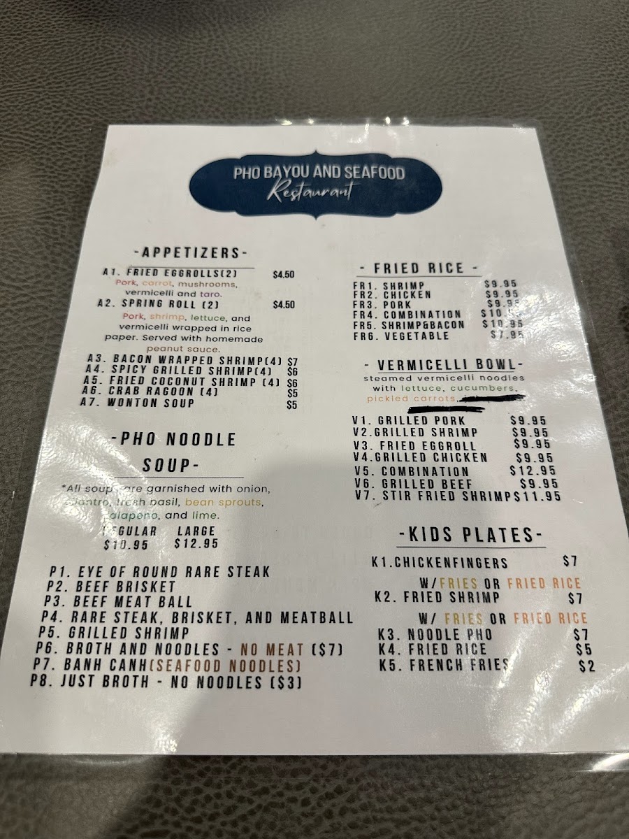 Pho Bayou Restaurant/Milk Tea Photo Menu 3