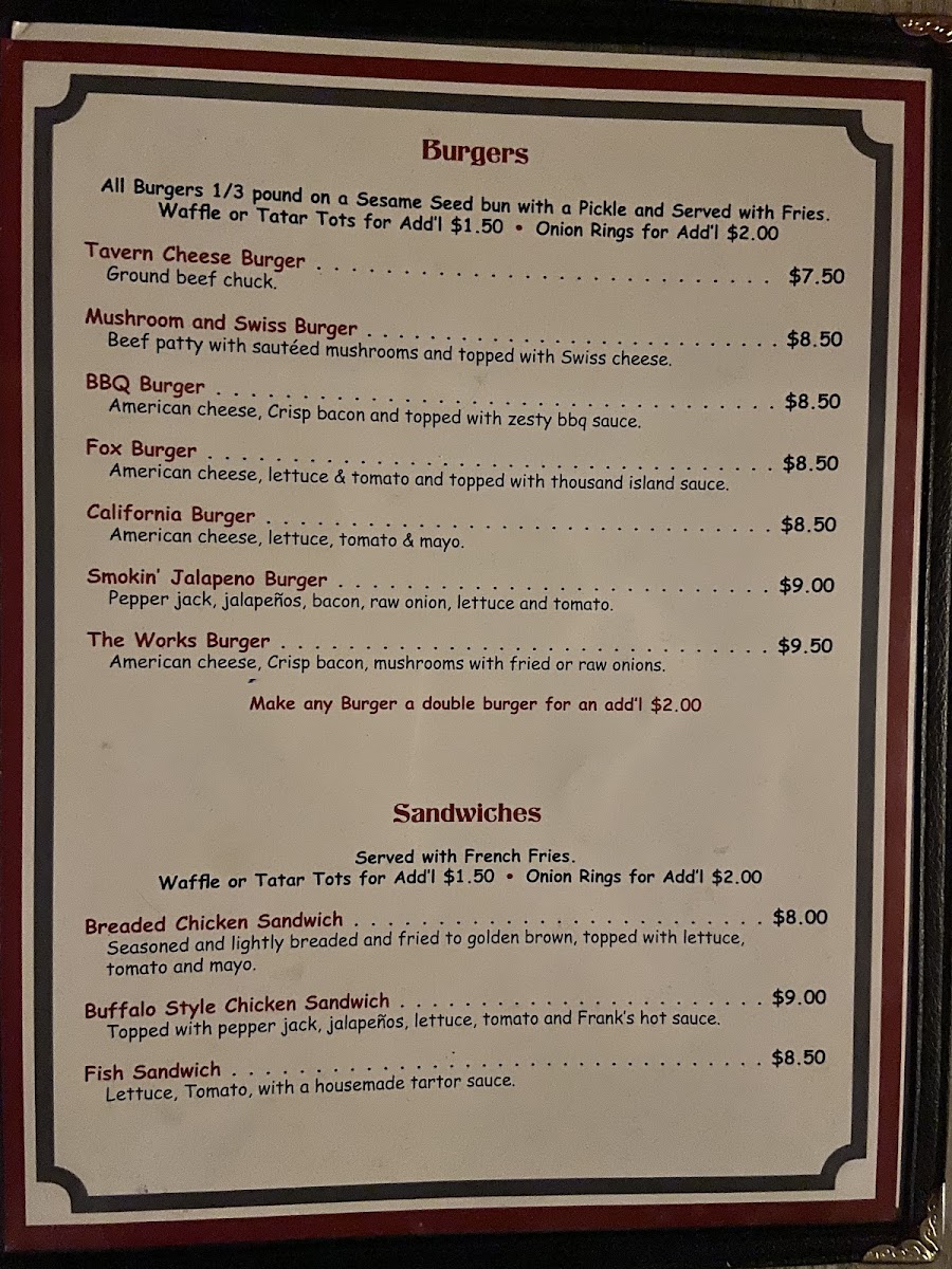 Grey Fox Tavern Photo Menu 1