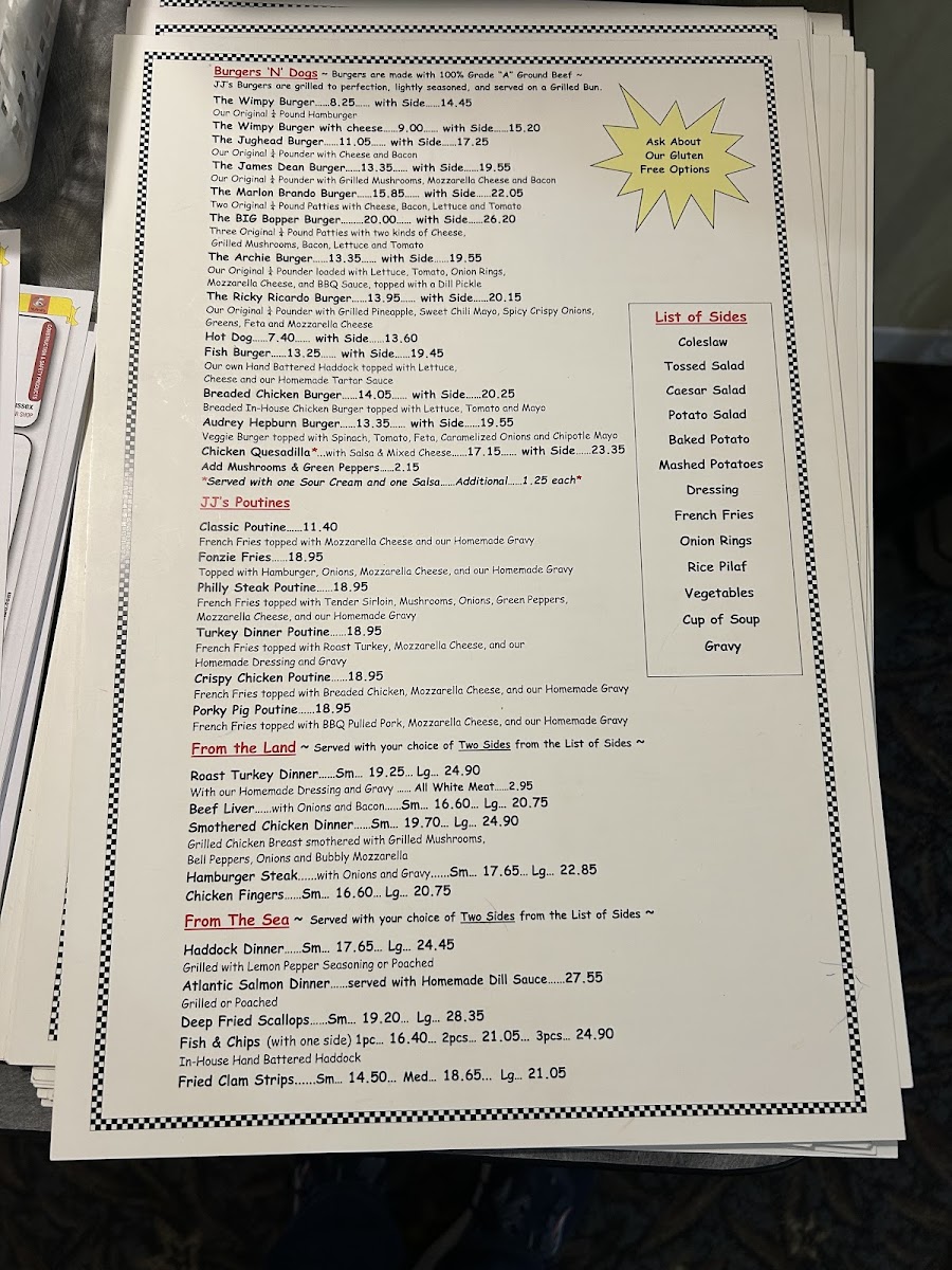 JJ's Diner Ltd. Photo Menu 1