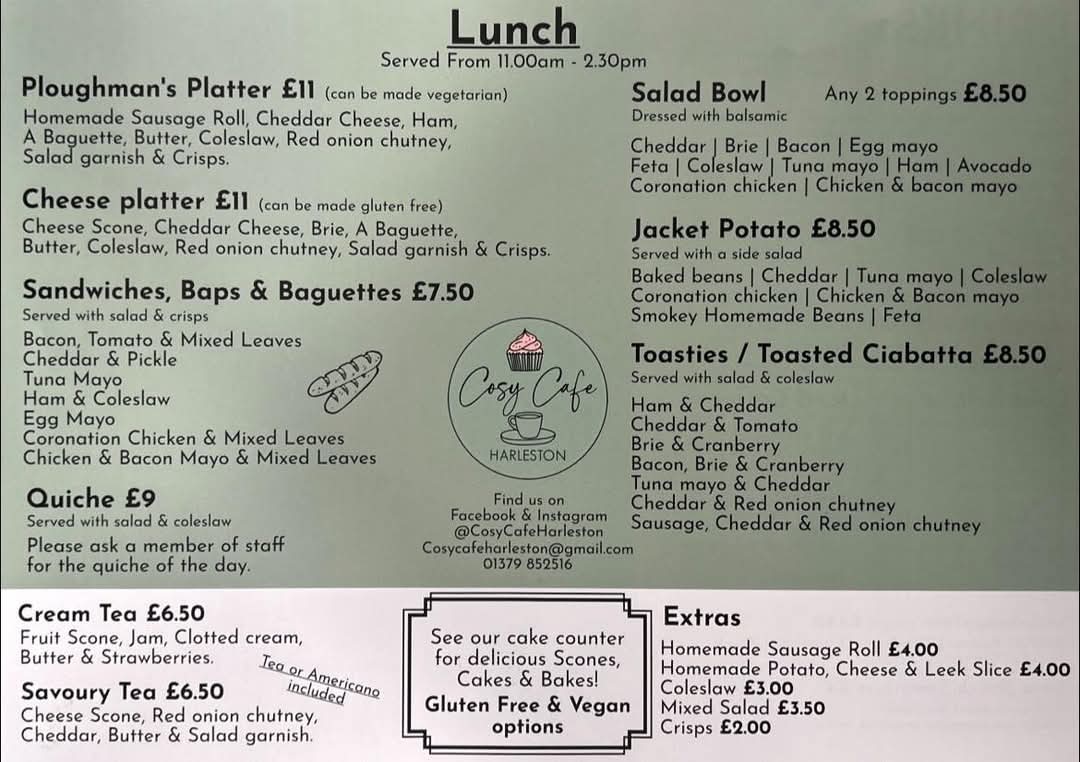 Cosy Cafe Harleston Photo Menu 2