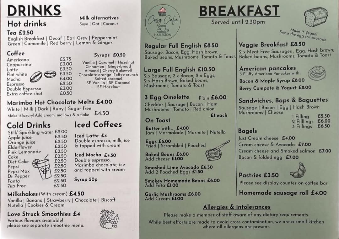 Cosy Cafe Harleston Photo Menu 3