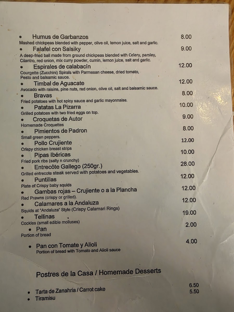 La Pizarra Photo Menu 1