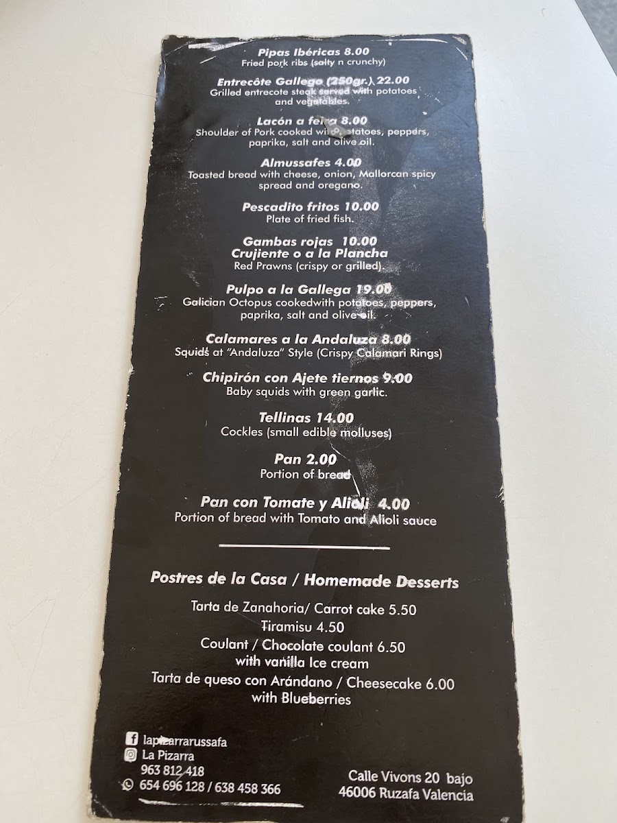 La Pizarra Photo Menu 10