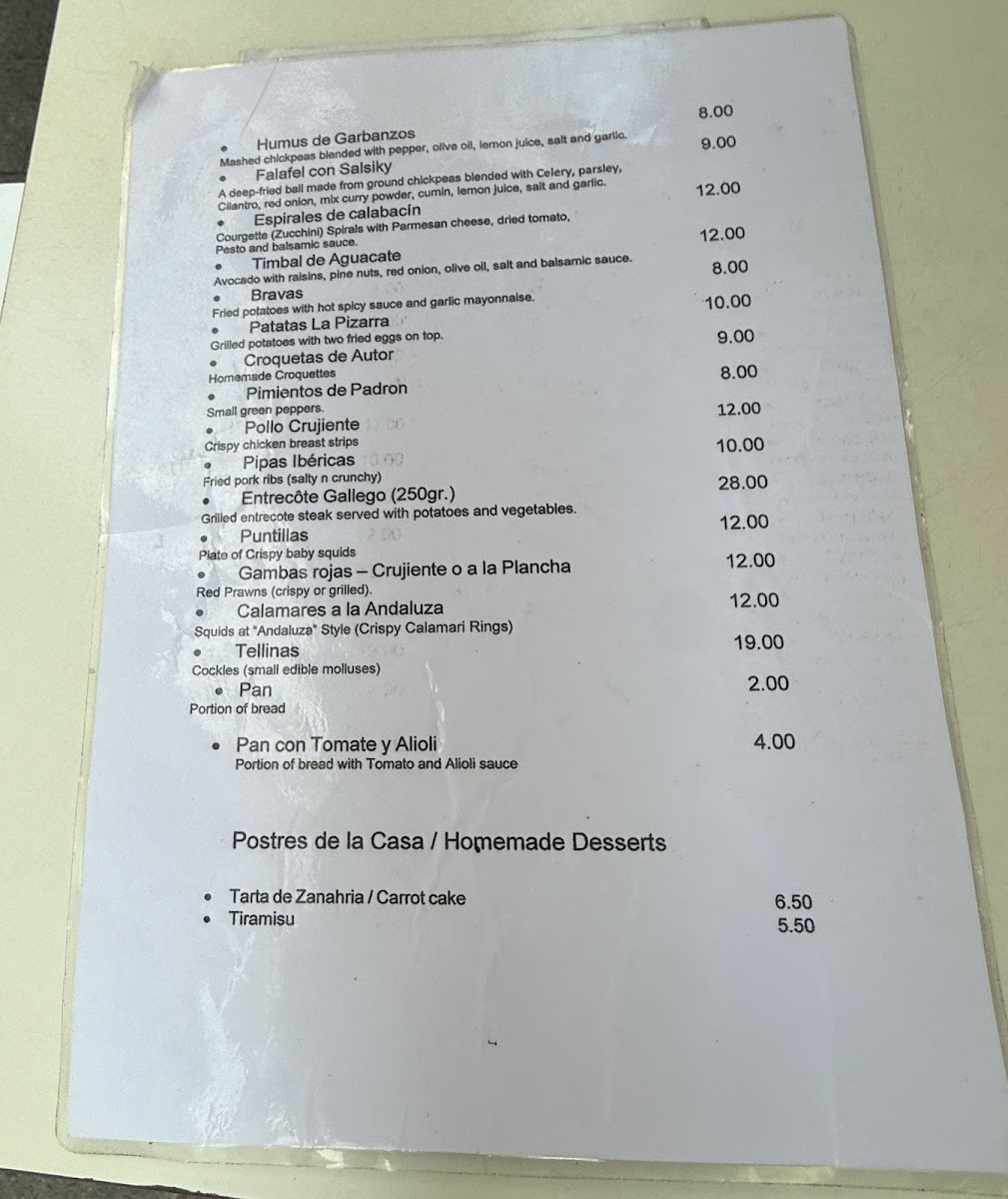 La Pizarra Photo Menu 2