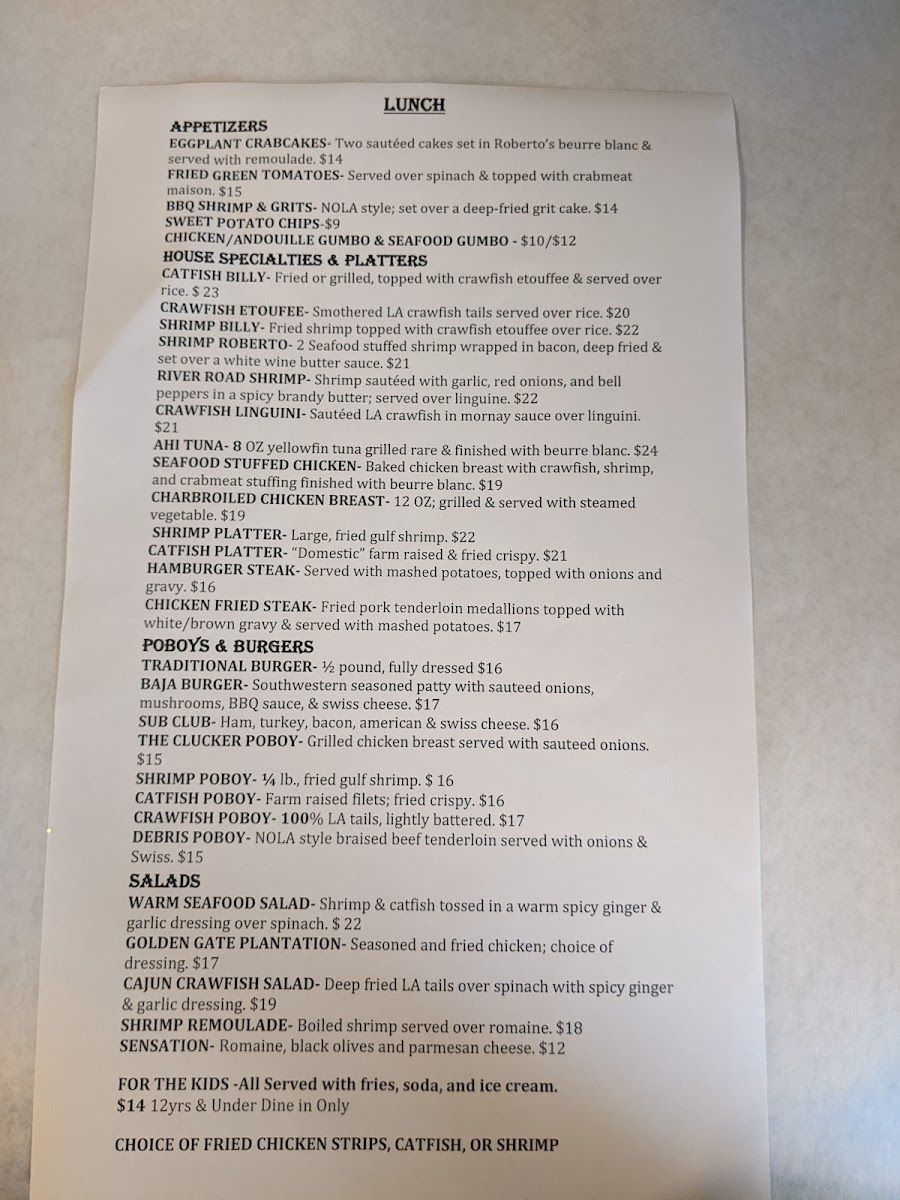 Roberto's River Road Restaurant Photo Menu 3