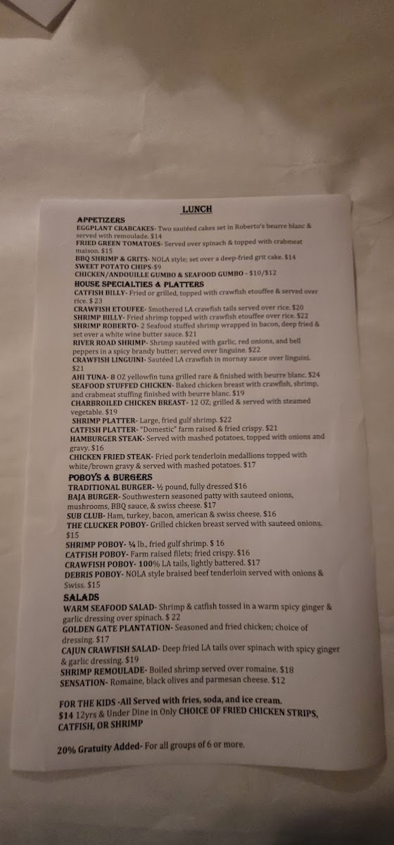 Roberto's River Road Restaurant Photo Menu 8