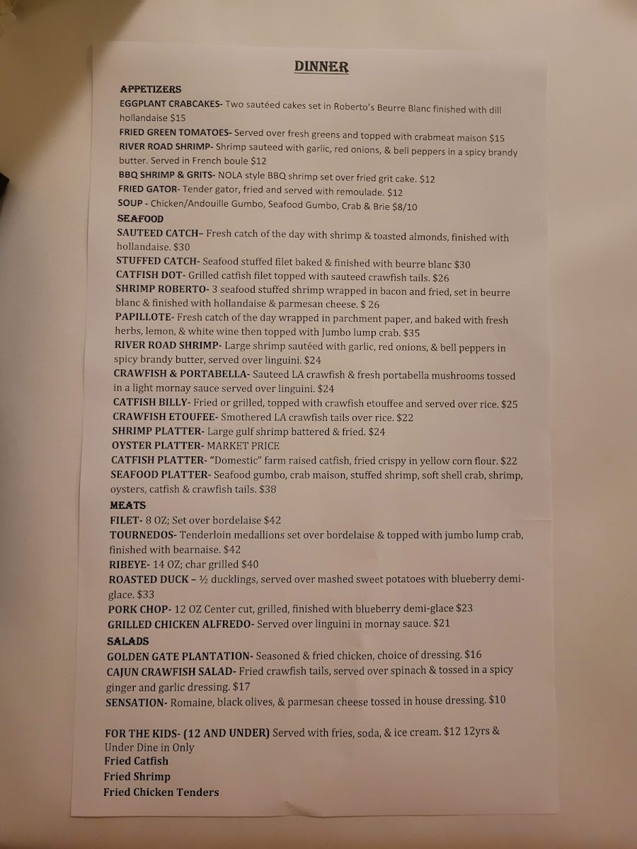 Roberto's River Road Restaurant Photo Menu 9