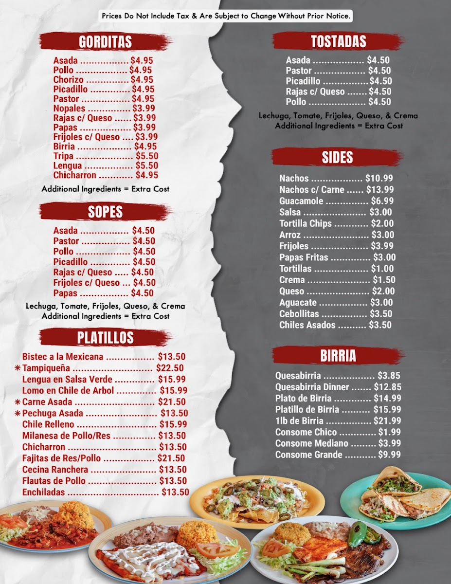 Taqueria La Herencia Photo Menu 1