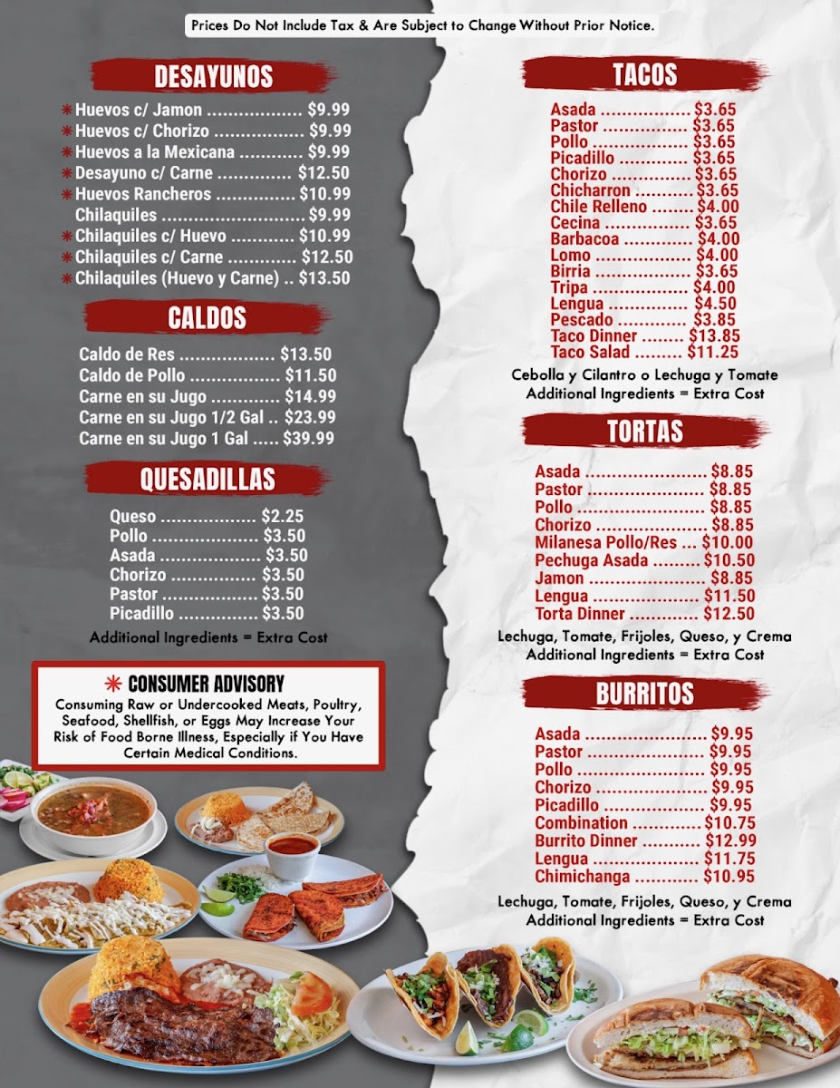 Taqueria La Herencia Photo Menu 2