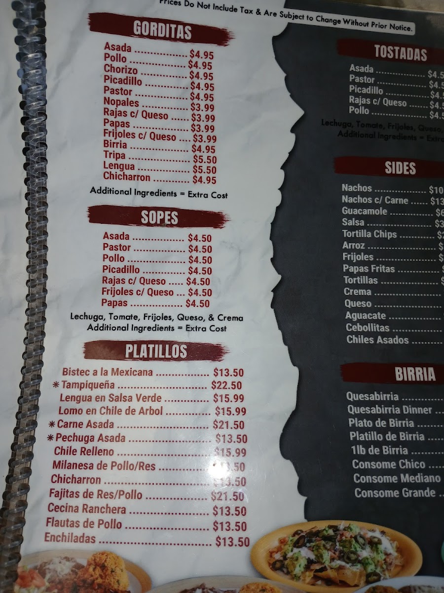 Taqueria La Herencia Photo Menu 5