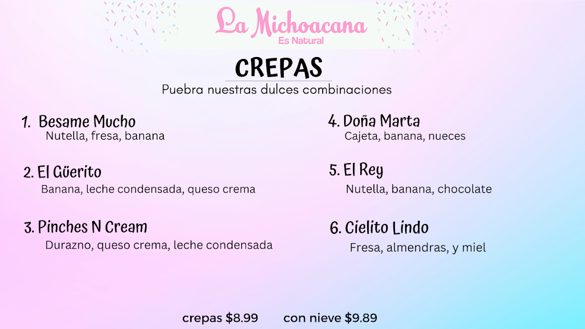 La Michoacana Es Natural Photo Menu 1