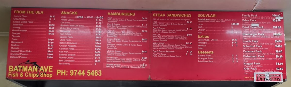 Batman Ave Fish Shop Photo Menu 1