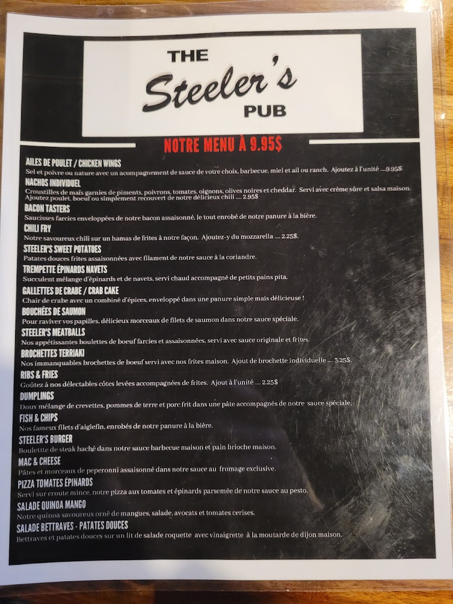 The Steeler's Pub Photo Menu 3